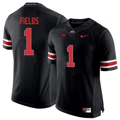 Men's NCAA Ohio State Buckeyes Justin Fields #1 College Stitched Authentic Nike Blackout Football Jersey DK20W05SF